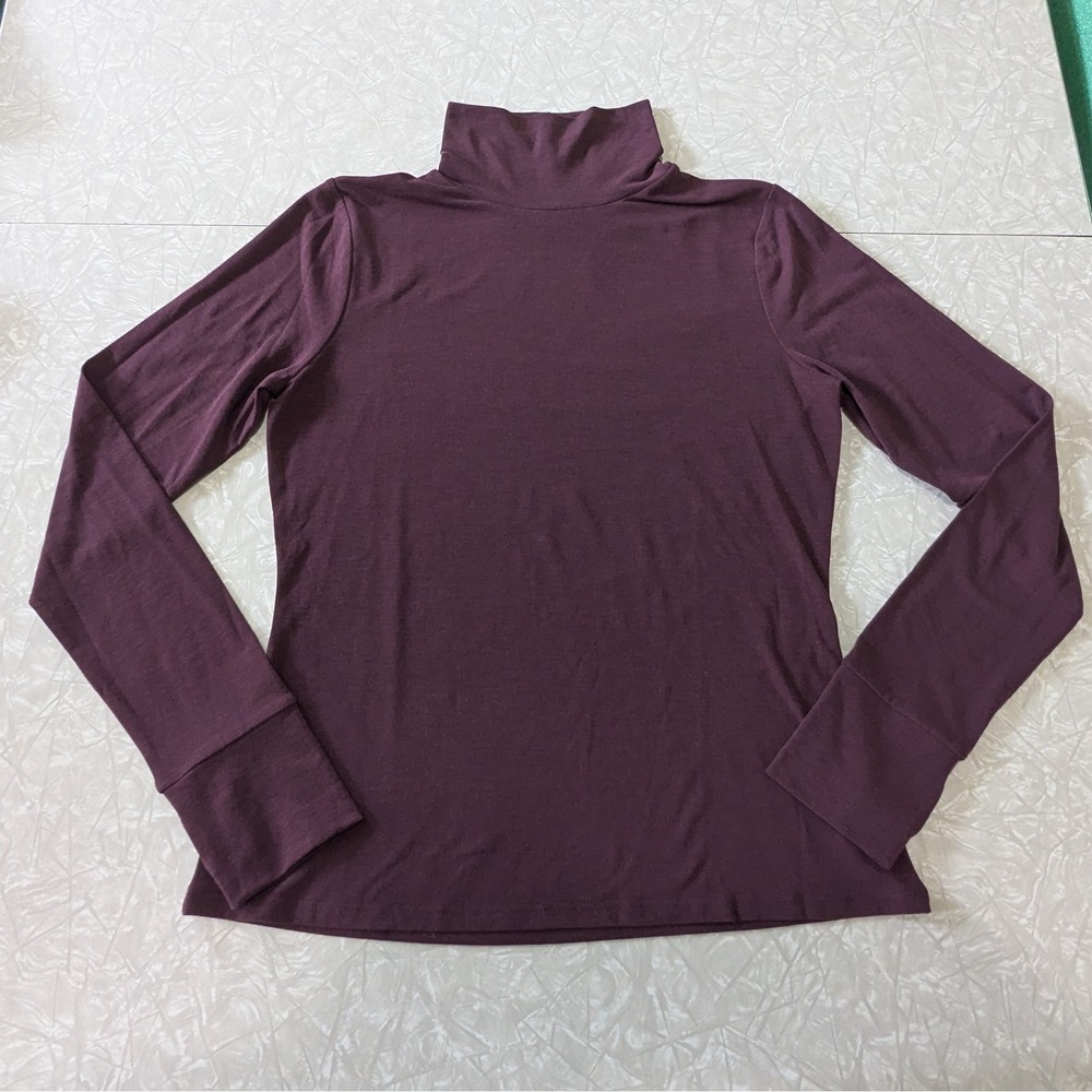 GapFit Womens Plum Purple Mock Neck Long Sleeve Active Top Thumbholes Small